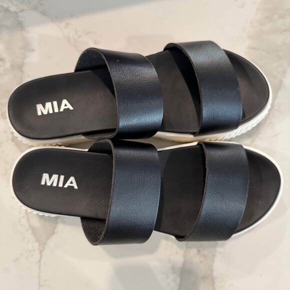Mia Lexi Round Toe Platform Slide Chic Sandals Women's Size 9M Black Cushioned - Picture 6 of 10